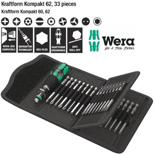[05059297001] Obeng Bits Set 1/4 inch Wera 05059297001 Kraftform Kompakt 62, 33 Pc