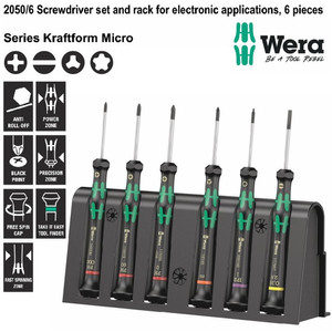 [05030181001] Obeng Mirco Set Wera 05030181001 Screwdriver Set Electronic 6 Pc