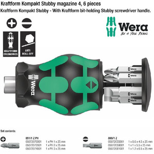 [5008877001] Obeng Bit Stubby Magnet Set Wera 05008877001 Kompakt Stubby - 6 Pc