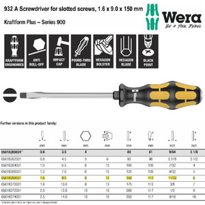 [5018268001] Obeng Ketok Minus 1.6 x 9.0 x 150 mm Wera 05018268001 Slotted Screws