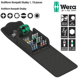 [05057471001] Obeng Bit Stubby Set Wera 05057471001 Kompakt Stubby - 19 Pc