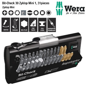 [05073640001] Obeng Bit Ratchet Set Wera 05073640001 Bit-Check 30 Zyklop Mini 1-31Pc