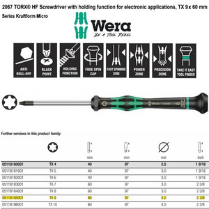 Obeng Bintang TX 9 x 60 mm Wera 05118185001 Mirco S/Driver for TORX