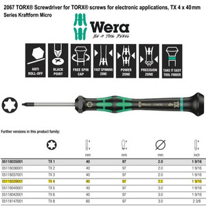 Obeng Bintang TX 4 x 40 mm Wera 05118039001 Mirco S/Driver for TORX