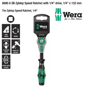 [05073260001] Gagang Shock Drive 1/4" x 152 mm Wera 05073260001 Zyklop Speed Ratchet