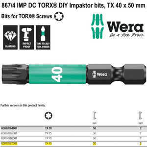 Mata Obeng Impaktor TORX TX 40 x 50 mm Wera 05057667001 TORX bits