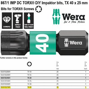 Mata Obeng Impaktor TORX TX 40 x 25 mm Wera 05057627001 TORX bits