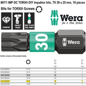 Mata Obeng Impaktor TORX TX 30 x 25 mm Wera 05057626001 TORX bits