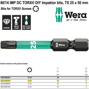 Mata Obeng Impaktor TORX TX 25 x 50 mm Wera 05057665001 TORX bits