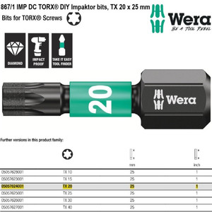 Mata Obeng Impaktor TORX TX 20 x 25 mm Wera 05057624001 TORX bits
