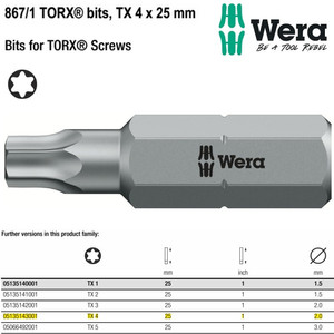 [05135143001] Mata Obeng Bintang TX 4 x 25 mm Wera 05135143001 Z Bits TORX Screws