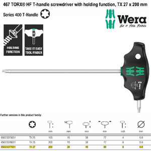 Kunci T Bintang TX 27 x 200 mm Wera 05023377001 HF TORX Screwdriver