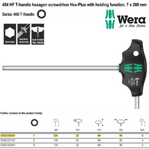 [5023350001] Kunci T Hex-Plus 7 x 200 mm Wera 05023350001 HF Hexagon Screwdriver