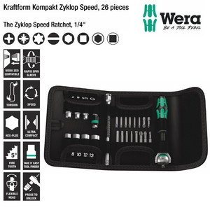 [05051045001] Kunci Sok Set Wera 05051045001 Zyklop Speed Ratchet 1/4" Drive , 26 Pc