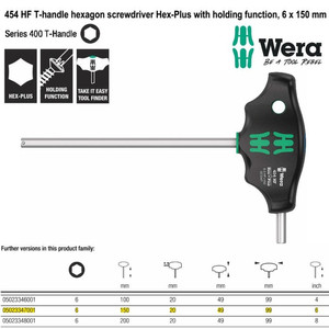 [5023347001] Kunci T Hex-Plus 6 x 150 mm Wera 05023347001 HF Hexagon Screwdriver