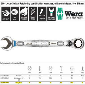 [05020074001] Kunci Ring Pas Ratchet Switch Lever 19 x 246 mm Wera 05020074001 Joker