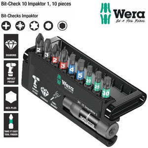 [5057680001] Mata Obeng Set Wera 05057680001 Bit-Check 10 Impaktor 1, 10 Pcs