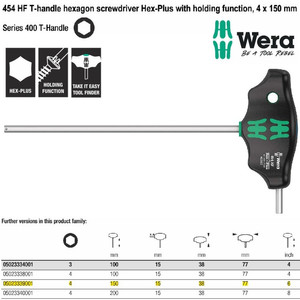 [5023339001] Kunci T Hex-Plus 4 x 150 mm Wera 05023339001 HF Hexagon Screwdriver