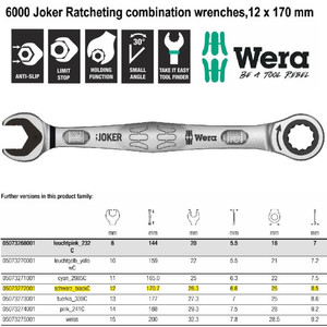[05073272001] Kunci Ring Pas Ratchet SW 12 x 170 mm Wera 05073272001 Joker