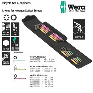 [05004173001] Kunci L Sepeda Hex & Torx Set Wera 05004173001 Bicycle Set 4 , 9 Pc