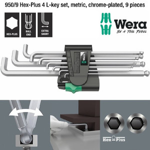 [05073594001] Kunci L Hex-Plus Metric Set Wera 05073594001 Ball Point L-Key, 9 Pc