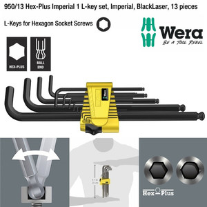 [05021728001] Kunci L Hex-Plus Inch Set Wera 05021728001 Ball Point L-Key, 13 Pc