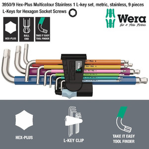 [05022669001] Kunci L Hex-Plus Metric Set Wera 05022669001 Ball Point L-Key 9 Pc