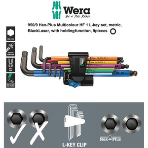 [05022210001] Kunci L Hex-Plus Metric Set Wera 05022210001 Ball Point L-Key, 9 Pc