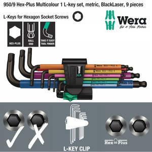 [5022089001] Kunci L Hex-Plus Metric Set Wera 05022089001 Ball Point L-Key, 9 Pc