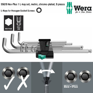 [5022087001] Kunci L Hex-Plus Metric Set Wera 05022087001 Ball Point L-Key, 9 Pc