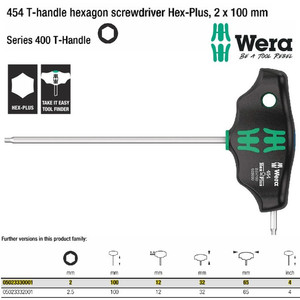 [05023330001] Kunci T Hex-Plus 2 x 100 mm Wera 05023330001 Hexagon Screwdriver