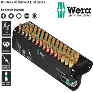 [05743103001] Mata Obeng Bits Set Wera 05057431001 Bit-Check 30 Diamond 1 , 30 Pc