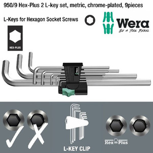 [5021909001] Kunci L Hex-Plus Metric Set Wera 05021909001 Hex-Plus 2 L-Key, 9 Pc