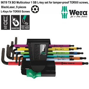 Kunci L Bintang Set BO Wera 05073599001 Ball Point BO TorxL-Key,9 Pc