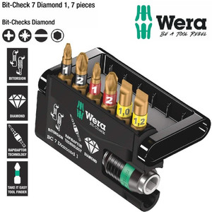 [05057416001] Mata Obeng Bits Set Wera 05057416001 Bit-Check 7 Diamond 1, 7 Pc