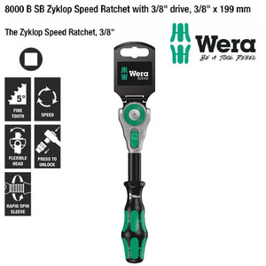 [05073261001] Gagang Shock Drive 3/8" x 199 mm Wera 05073261001 Zyklop Speed Ratchet