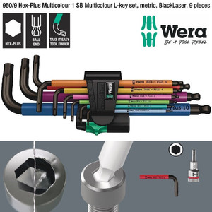[05073593001] Kunci L Hex-Plus Metric Set 9 Pc 05073593001 Ball Point L-Key Wera