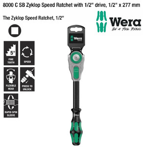 [05073262001] Gagang Shock Drive 1/2" x 277 mm Wera 05073262001 Zyklop Speed Ratchet