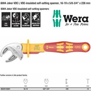 [05020153001] Kunci Inggris VDE L Wera 05020153001 Joker VDE L Self-Setting Spanner