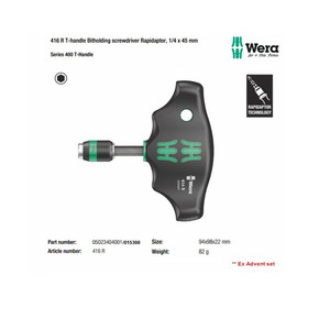 [05023404001] Kunci T-Handle 416R 1/4"x45 mm Wera 05023404001 BitHolding Screwdriver