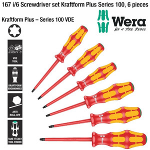 [05133356001] Obeng Bintang VDE Set Wera 05133356001 167 i/6 Screwdriver Set , 6 Pc