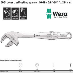 [05020101001] Kunci Inggris L Wera 05020101001 6004 Joker L Self-Setting Spanner