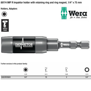 [05057676001] Sambungan Bit Impact 1/4"x75 mm Wera 05057676001 Retaining R&R Magnet