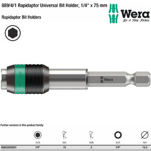 [05052503001] Sambungan Bit 1/4" x 75 mm Wera 05052503001 Rapidaptor Bit Holder