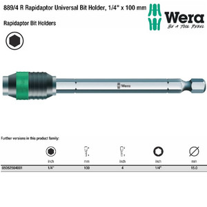 [05052504001] Sambungan Bit 1/4" x 100 mm Wera 05052504001 Rapidaptor Bit Holder