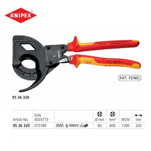 Tang Potong Kabel 95 36 320 KNIPEX Cable Cutters Ratchet 3-stage