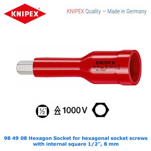 [984908] Bits Socket VDE 1/2" 8 x 75 mm 98 49 08 KNIPEX Hexagon Sockets