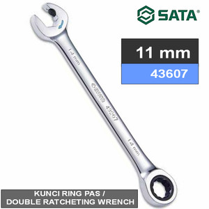[43607] KUNCI RING PAS 43607 COMBINATION DOUBLE RATCHETING WRENCH 11MM SATA