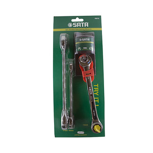 [09076] KUNCI RING PAS SET 09076 3PC COMB. RATCHETING WRENCH SET (METRIC) SATA