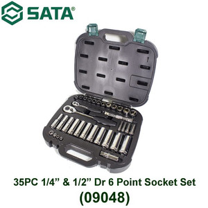 [09048] SOCKET SET 09048 35PC 1/4" AND 1/2" DR. 6 POINT SOCKET SET SATA